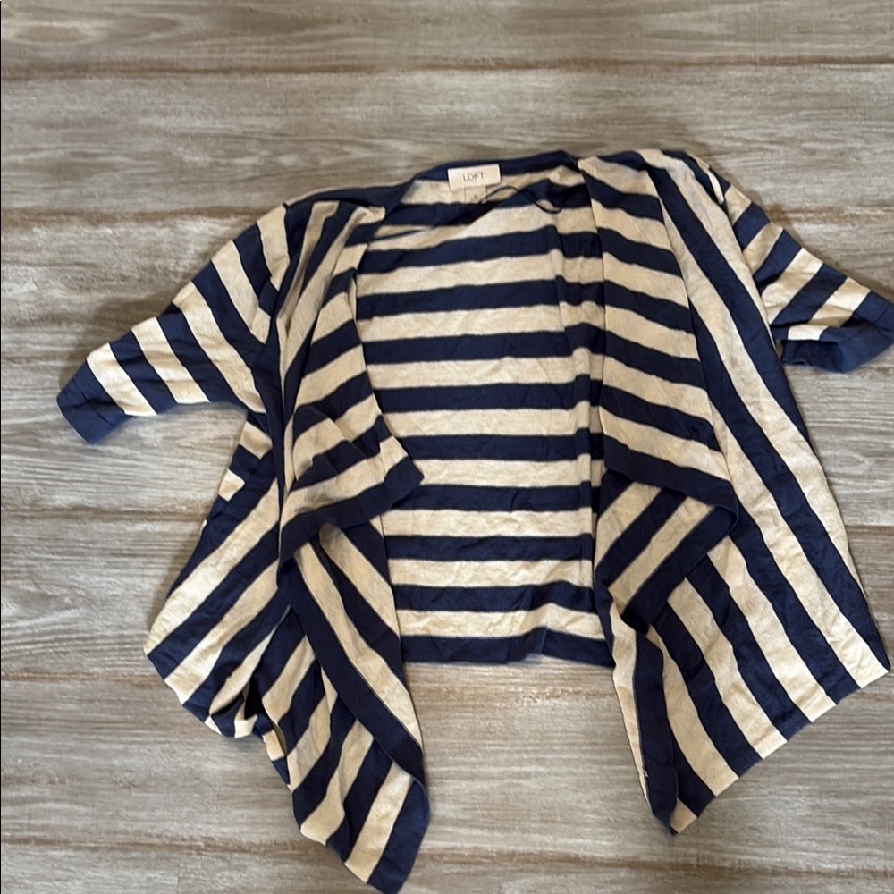 Loft Striped muted blue and cream Cardigan